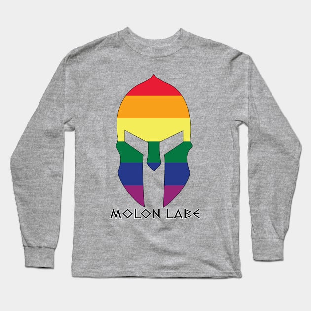 Rainbow Spartan Helmet Long Sleeve T-Shirt by Operation Blazing Sword